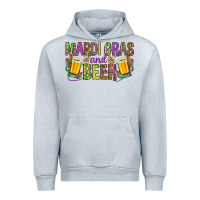 Heather Grey Mardi Gras and beer Urban Hoodie - HowdyJamesFarm