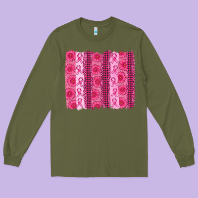 Breast Cancer Brushstroke Long Sleeve Tee Designed By Adodesignshop
