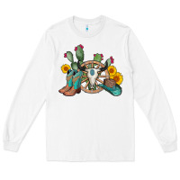 White wheel bull skull western cowboy Long Sleeve Tee - AdoDesignShop