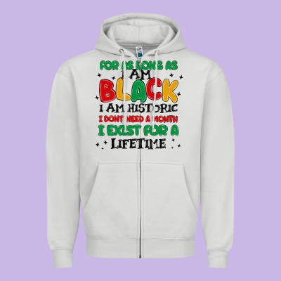 Black  Lifetime Zipper Hoodie Designed By Maliassmallbusiness