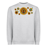 Heather Grey sunflower lady of guadalupe Heavyweight Sweatshirt - JahusDesignShop