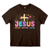 Chocolate Brown jesus the way the truth the life Heavy Core Tee - MaliasSmallBusiness