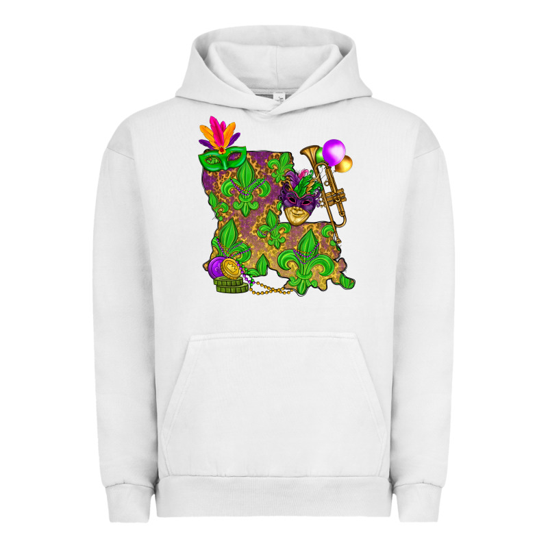 Louisiana Map Mardi Gras Urban Hoodie by HowdyJamesFarm | Teevron