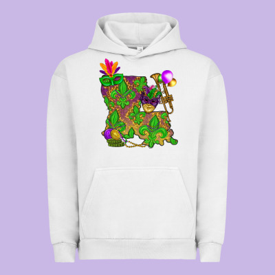 Louisiana Map Mardi Gras Urban Hoodie Designed By Howdyjamesfarm