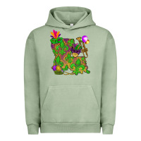 Pigment Oil Green Louisiana Map Mardi Gras Urban Hoodie - HowdyJamesFarm