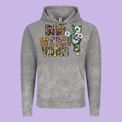 Bad Witch Vibes Vintage Hoodie Designed By Cowhidedigitalart