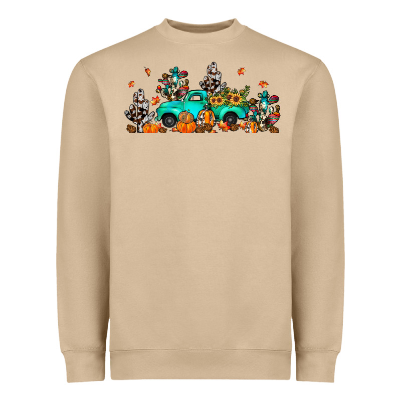 Fall Cactus Pumpkin Truck Heavyweight Sweatshirt by JahusDesignShop | Teevron