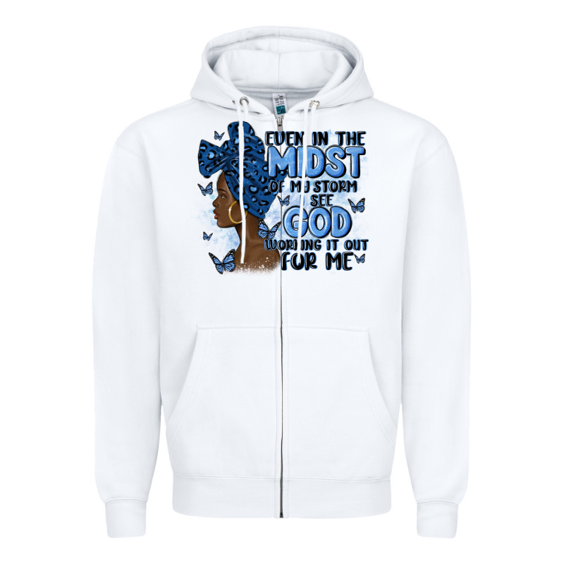 Even In The Midst Of May Storm Afro Woman Zipper Hoodie by MaliasSmallBusiness | Teevron