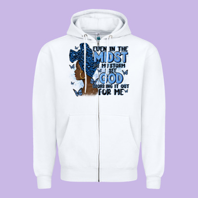Even In The Midst Of May Storm Afro Woman Zipper Hoodie Designed By Maliassmallbusiness