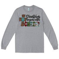 Heather Grey christmas begins with christ Long Sleeve Tee - AdoDesignShop