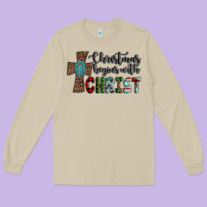 Christmas Begins With Christ Long Sleeve Tee Designed By Adodesignshop