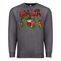 Charcoal Heather Mama Elf With Gift Christmas Premium Sweatshirt - BundleAndBundleShop