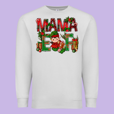 Mama Elf With Gift Christmas Premium Sweatshirt Designed By Bundleandbundleshop