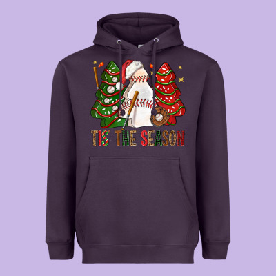 Tis' The Season Baseball Christmas Cakes Bbs Heavyweight Hoodie Designed By Bundleandbundleshop