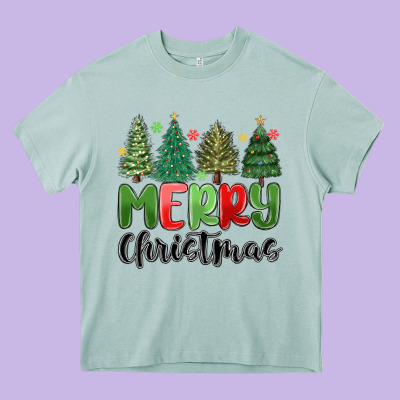 Merry Christmas Trees Heavy Core Tee Designed By Maliassmallbusiness