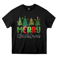 Black merry christmas trees Heavy Core Tee - MaliasSmallBusiness
