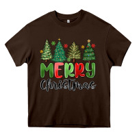 Chocolate Brown merry christmas trees Heavy Core Tee - MaliasSmallBusiness