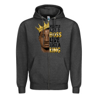 Charcoal Heather hustle like a boss live like a king malia Zipper Hoodie - MaliasSmallBusiness