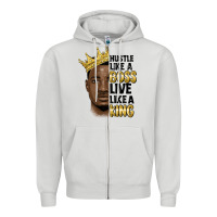Dove Grey hustle like a boss live like a king malia Zipper Hoodie - MaliasSmallBusiness