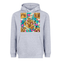 Heather Grey hairdresser apron and flowers with turquoise glitter seamless pattern  Heavyweight Hoodie - BundleAndBundleShop