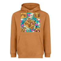 Meerkat hairdresser apron and flowers with turquoise glitter seamless pattern  Heavyweight Hoodie - BundleAndBundleShop