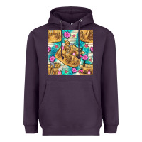 Plum hairdresser apron and flowers with turquoise glitter seamless pattern  Heavyweight Hoodie - BundleAndBundleShop