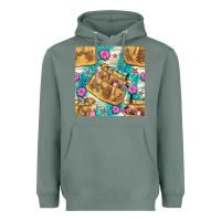 Sage hairdresser apron and flowers with turquoise glitter seamless pattern  Heavyweight Hoodie - BundleAndBundleShop