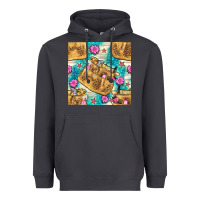 Smoke hairdresser apron and flowers with turquoise glitter seamless pattern  Heavyweight Hoodie - BundleAndBundleShop