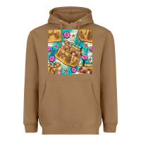 Toasted Coconut hairdresser apron and flowers with turquoise glitter seamless pattern  Heavyweight Hoodie - BundleAndBundleShop