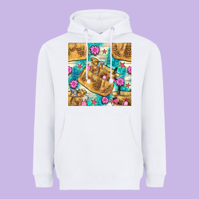 Hairdresser Apron And Flowers With Turquoise Glitter Seamless Pattern  Heavyweight Hoodie Designed By Bundleandbundleshop