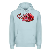 Blue Mist kiss with leopard and hearts Premium Hoodie - RanaPortraitStore