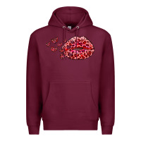 Burgundy kiss with leopard and hearts Premium Hoodie - RanaPortraitStore