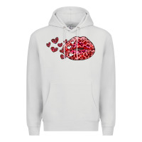 Dove Grey kiss with leopard and hearts Premium Hoodie - RanaPortraitStore