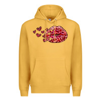 Mustard kiss with leopard and hearts Premium Hoodie - RanaPortraitStore