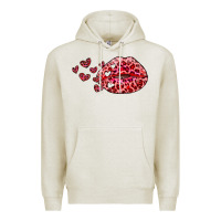 Oatmeal Heather kiss with leopard and hearts Premium Hoodie - RanaPortraitStore