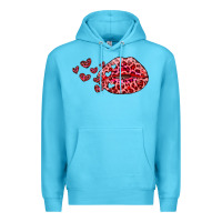 Ocean Blue kiss with leopard and hearts Premium Hoodie - RanaPortraitStore