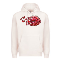Pale Pink kiss with leopard and hearts Premium Hoodie - RanaPortraitStore