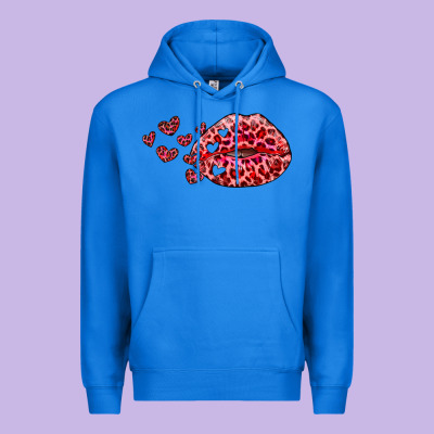 Kiss With Leopard And Hearts Premium Hoodie Designed By Ranaportraitstore