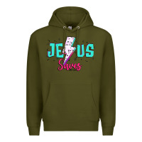 Army Green jesus saves Premium Hoodie - JahusDesignShop