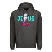 Charcoal Heather jesus saves Premium Hoodie - JahusDesignShop