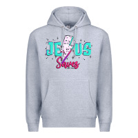 Heather Grey jesus saves Premium Hoodie - JahusDesignShop