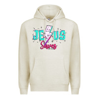 Oatmeal Heather jesus saves Premium Hoodie - JahusDesignShop
