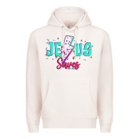 Pale Pink jesus saves Premium Hoodie - JahusDesignShop