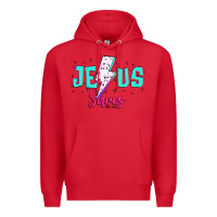 Red jesus saves Premium Hoodie - JahusDesignShop