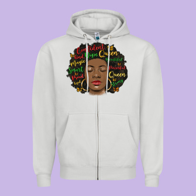 Afro Diva Zipper Hoodie Designed By Maliassmallbusiness