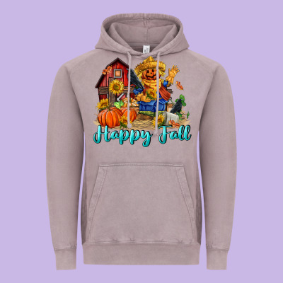Happy Fall Scarecrow Vintage Hoodie Designed By Fadigitalartstudio