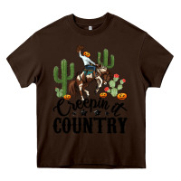 Chocolate Brown creepin it country rodeo Heavy Core Tee - MaliasSmallBusiness