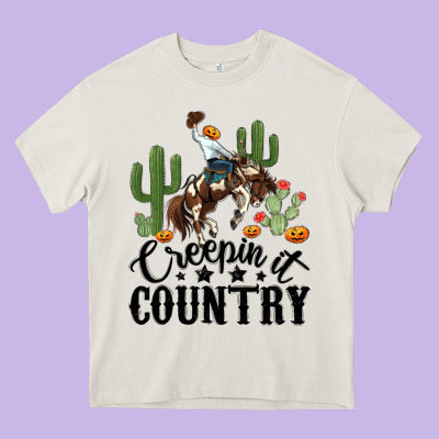 Creepin It Country Rodeo Heavy Core Tee Designed By Maliassmallbusiness