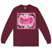 Burgundy breast cancer pumpkins Long Sleeve Tee - AdoDesignShop