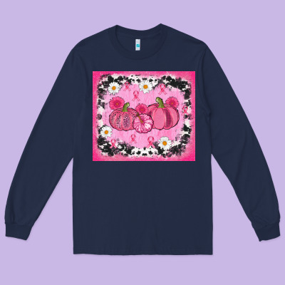 Breast Cancer Pumpkins Long Sleeve Tee Designed By Adodesignshop